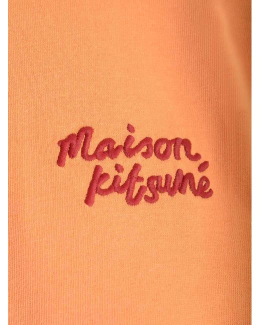 Maison Kitsuné Orange Maison Kitsuné Logo Embroidered Crewneck T-Shirt