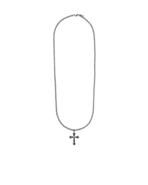 Emanuele Bicocchi White Cross Pendant Beaded Chain Necklace for men
