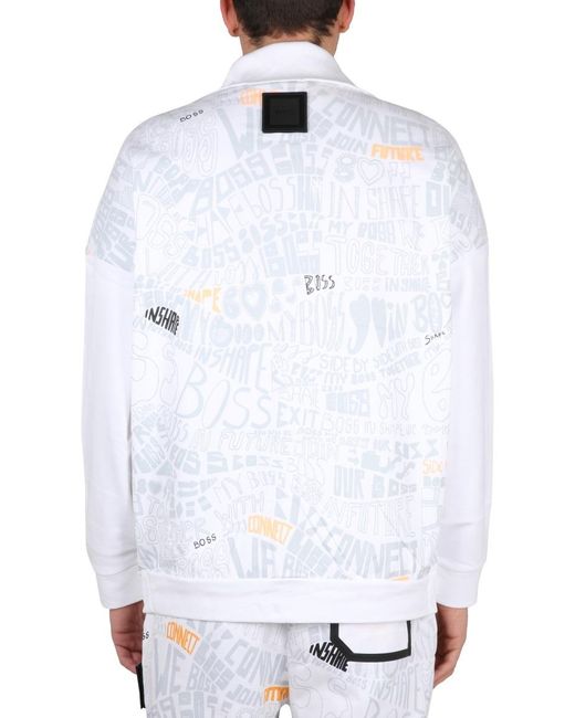 Boss White Boss Patch Embellished Relaxed Fit Sweatshirt for men