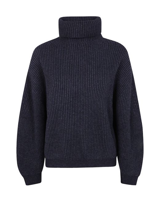 Semicouture Blue Oversized Turtleneck Sweater