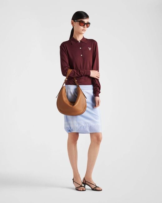 Prada Blue Checked Straight Hem Mini Skirt
