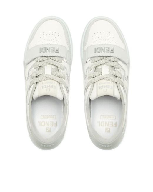 Fendi White Match Low-Top Sneakers