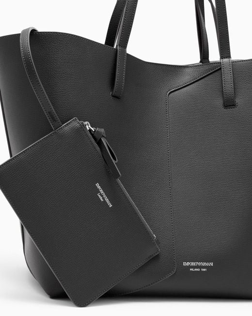 Emporio Armani Black 1981 Leather Shopper Bag