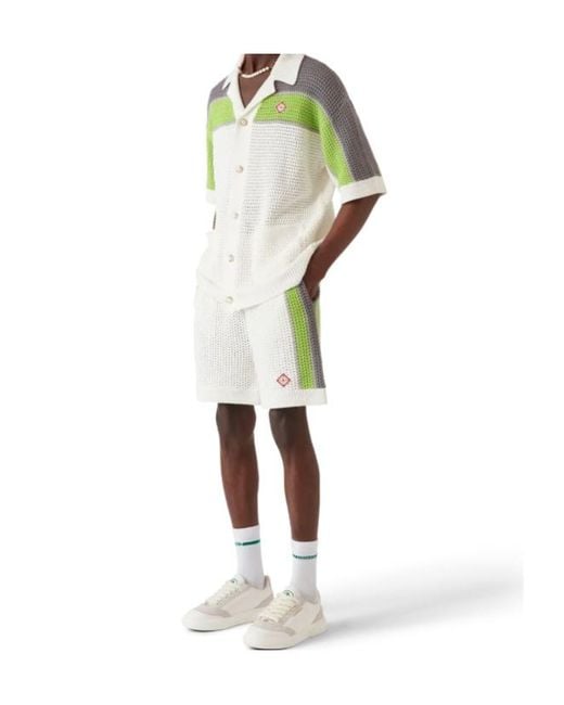 Casablanca Green Stripe Crochet Shorts for men
