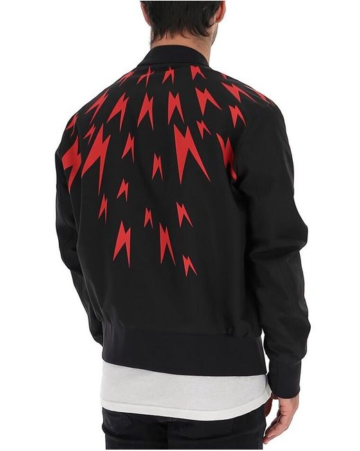 Neil Barrett Multicolor Lightning Printed Baseball Jacket for men