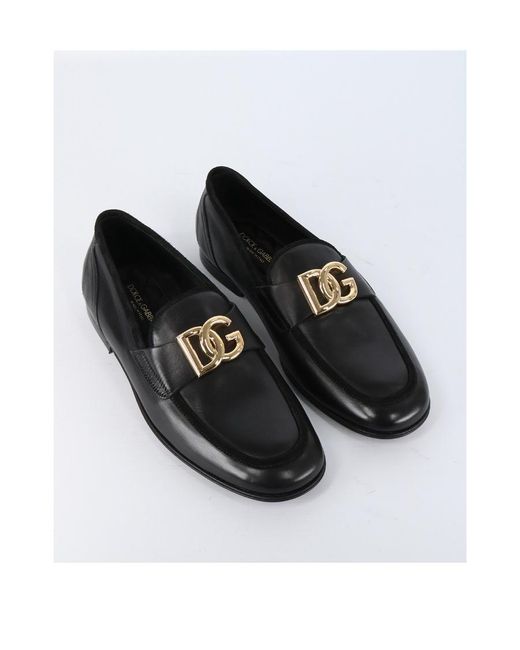 Dolce & Gabbana Black Dg Plaque Slip-On Loafers for men