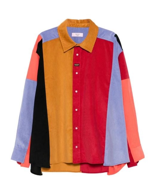 Martine Rose Red Panelled Corduroy Shirt for men