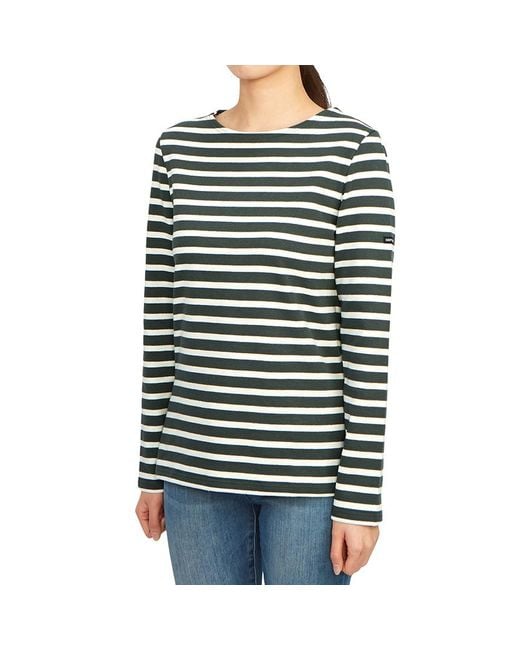 Saint James Green Striped Logo T-Shirt