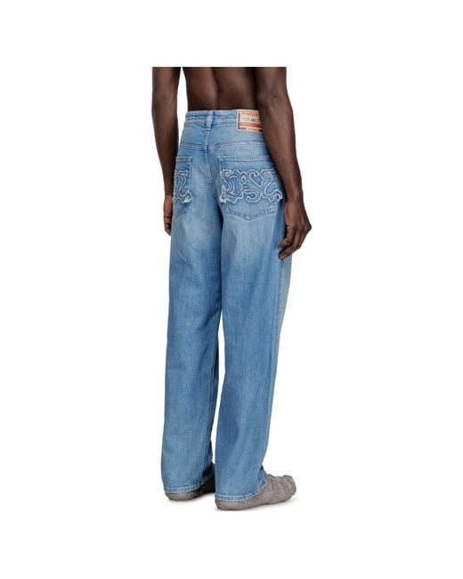DIESEL Blue 2001 D-Macro Straight Leg Jeans for men