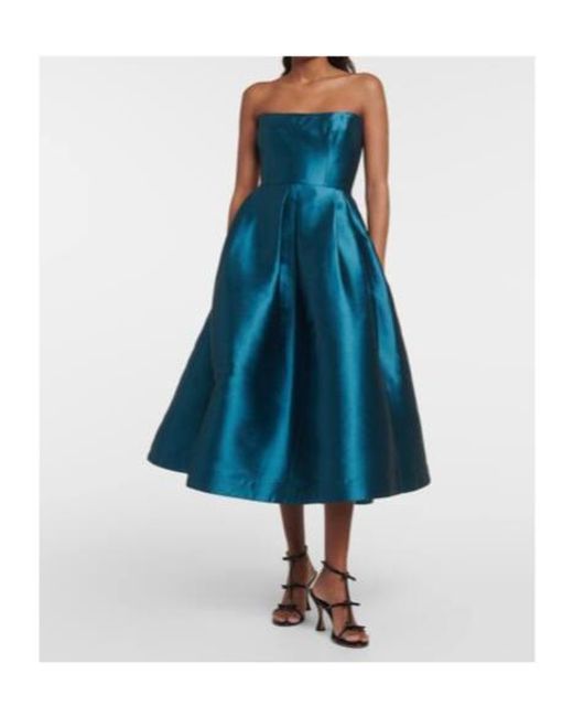 Alex Perry Blue Strapless Faille Midi Dress