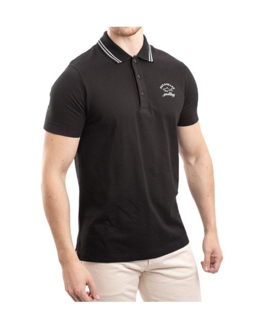 Paul & Shark Black Logo Short-Sleeved Polo Shirt for men