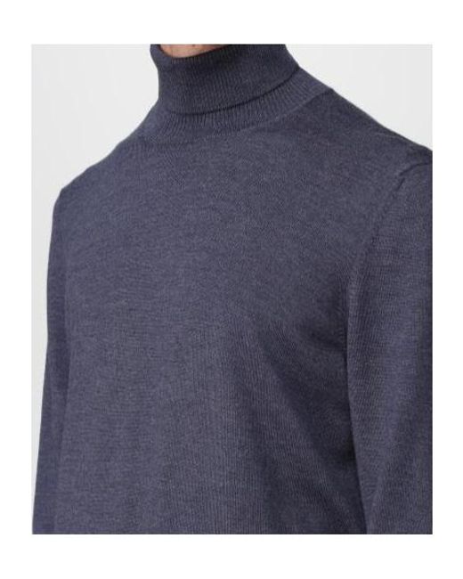 Fay Blue High Neck Wool Knitwear for men
