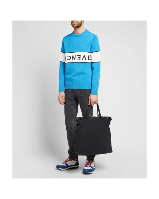 Givenchy Blue Logo Round Neck Sweater for men