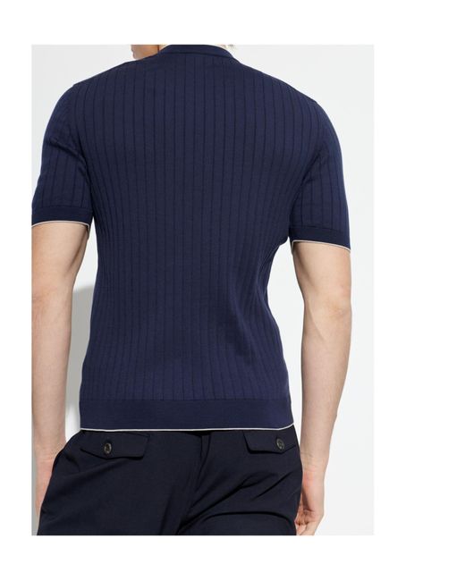 Eleventy Blue Ribbed Knit T-Shirt for men