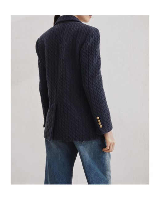 Brunello Cucinelli Blue Double-Breasted Knitted Blazer