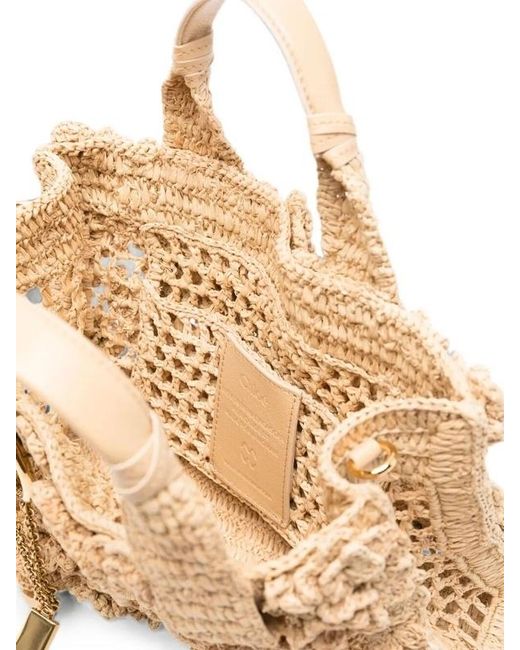 Chloé Natural Summer Banana Floral-Crochet Raffia Tote Bag
