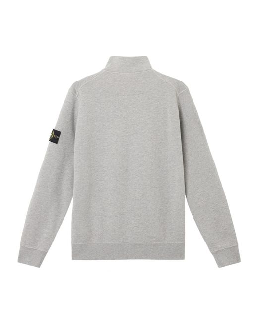 Stone Island Gray Logo-Patch Half-Zip Sweatshirt for men
