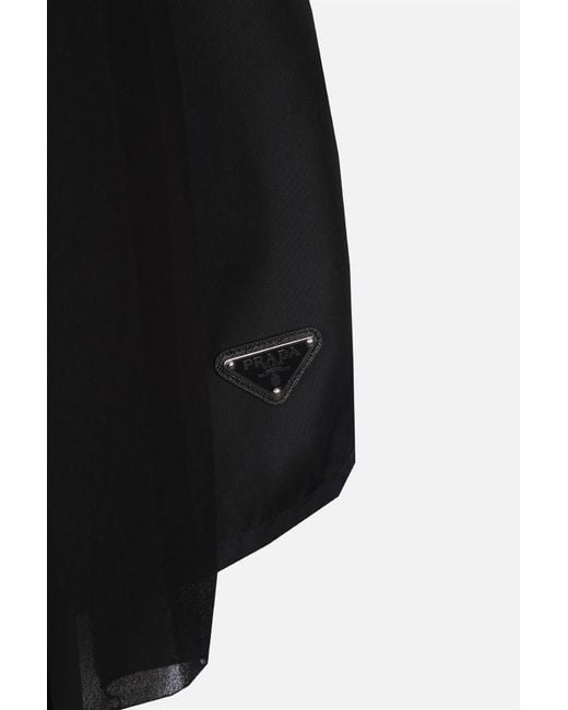 Prada Black Logo Plaque Long Sleeved Pleated Playsuit
