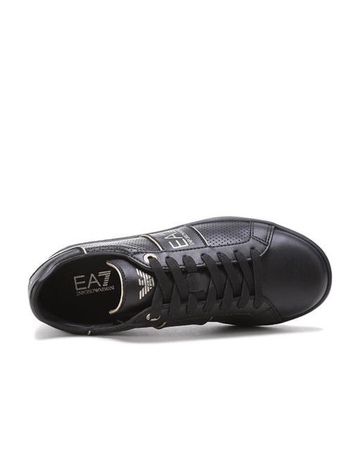 EA7 Black Leather Low-Top Sneakers for men
