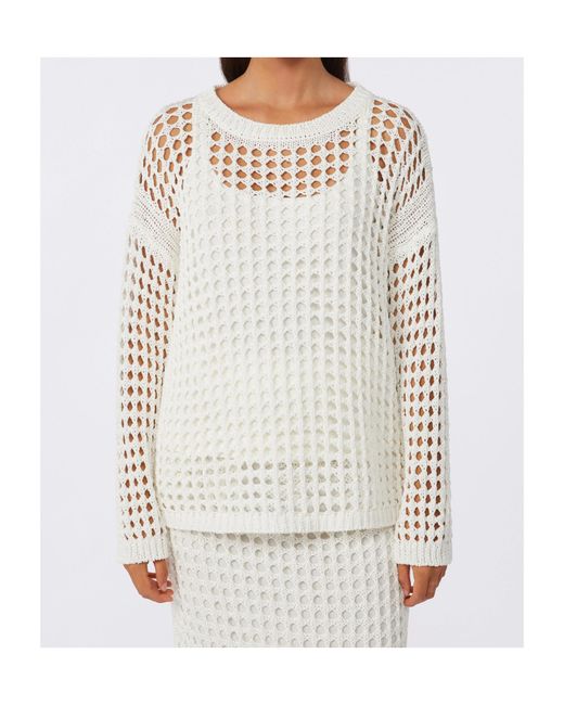 Max Mara White Cotton Open-Knit Sweater