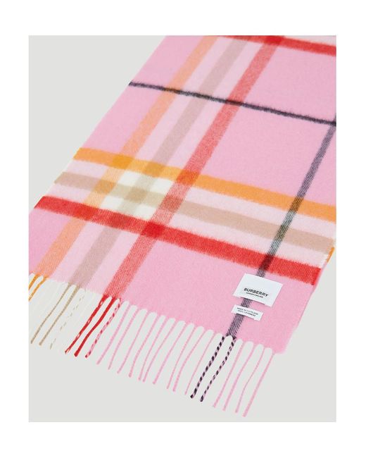 Burberry Pink Vintage Check-Print Cashmere Scarf