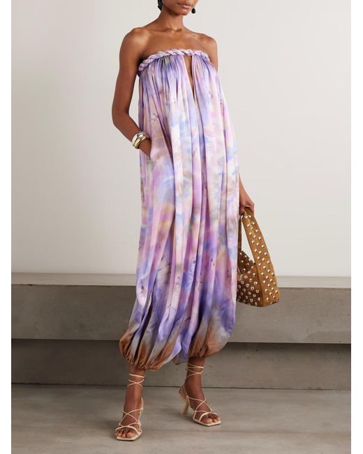 Zimmermann Purple Luna Pleated Print Jumpsuit