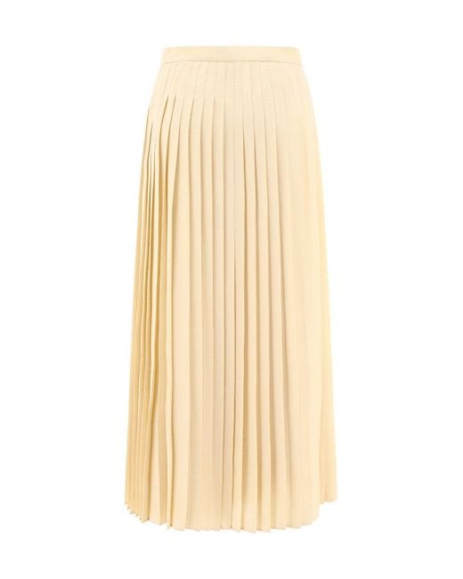 Prada Natural Logo-Jacquard Pleated Skirt