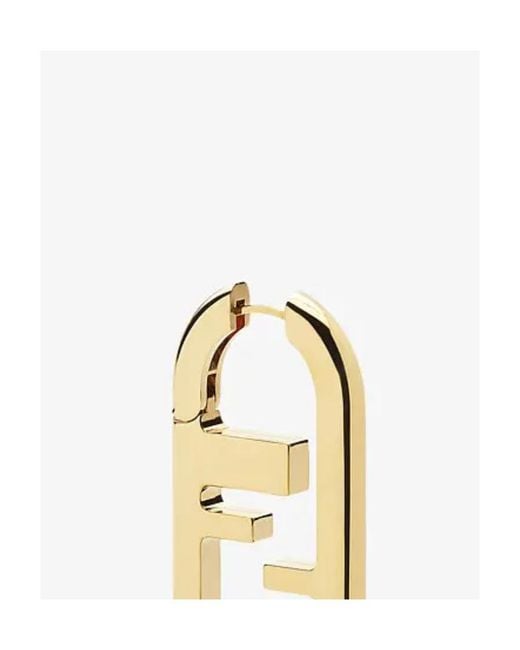 Fendi Metallic Logo Plaque Single Earring