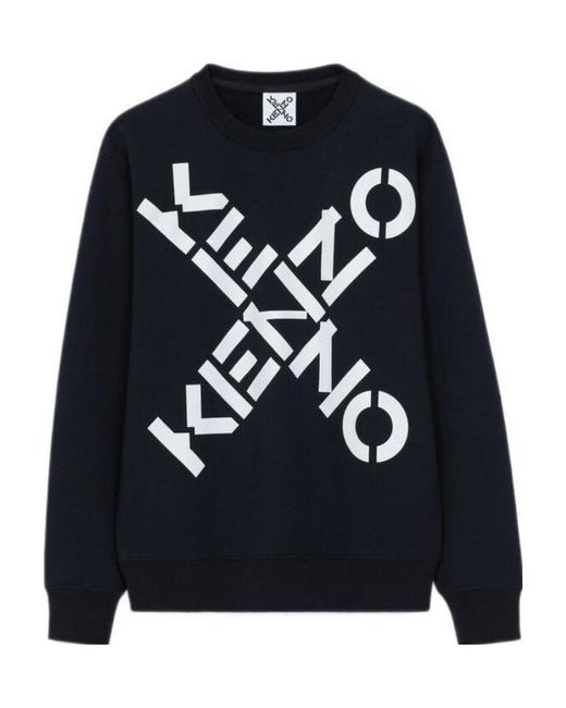 KENZO Blue Logo Printed Crewneck Sweatshirt