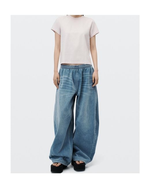 Alexander Wang Pink Logo Print Shrunken Short Sleeve Tee