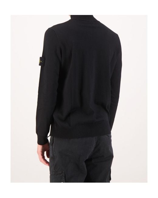 Stone Island Black Logo Patch High Neck Jumper for men