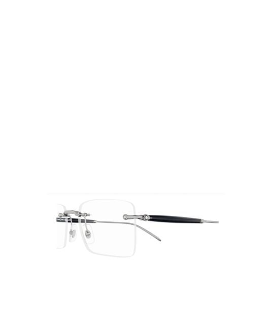 Montblanc White Eyewear Rectangular Frame Glasses for men