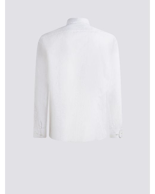 Etro White Jacquard Button-Up Shirt for men