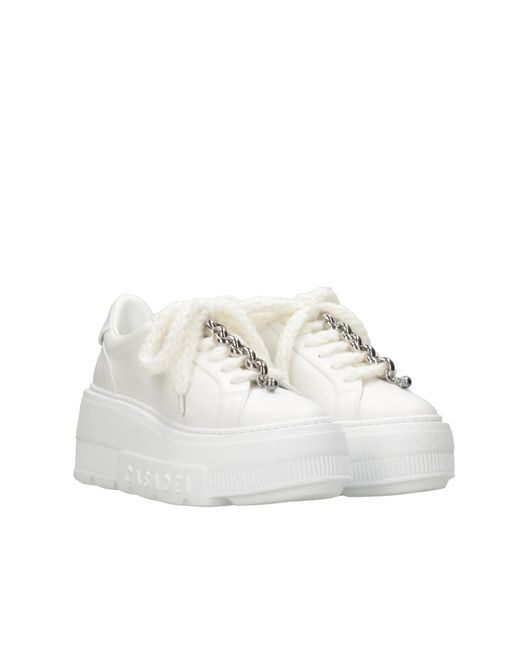 Casadei White Round-Toe Sneakers