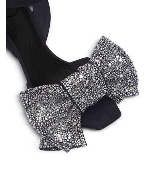 Balmain Black Suede Ruby Heels With Rhinestone Bows