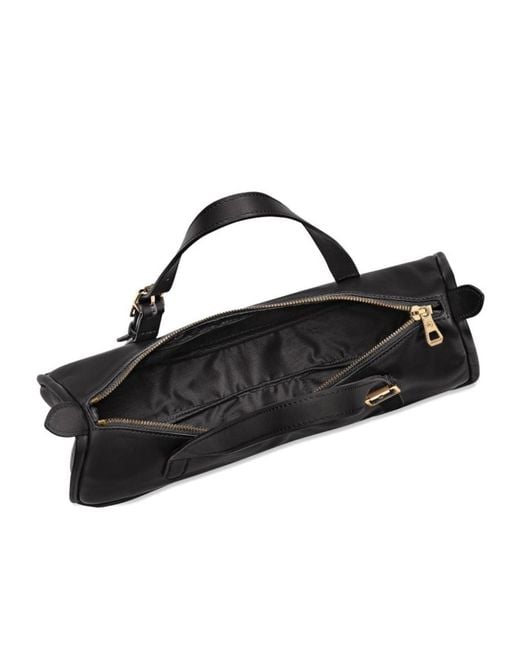 Longchamp Black Looong Logo Debossed Zip-Up Shoulder Bag