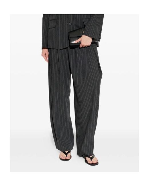IRO Black Pinstriped Casual Trousers