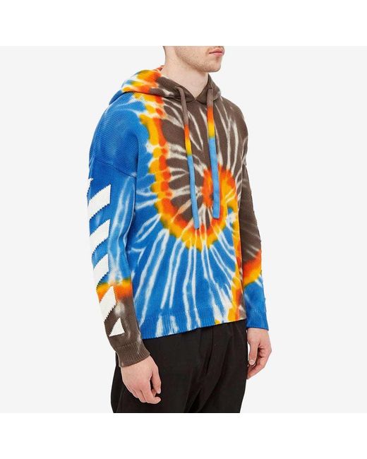Off-White c/o Virgil Abloh Blue Arrows-Motif Drawstring Hoodie for men