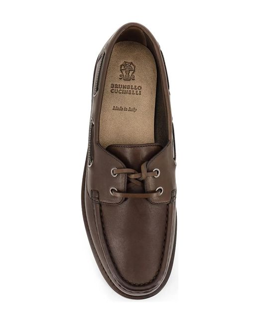 Brunello Cucinelli Brown Round-Toe Loafers