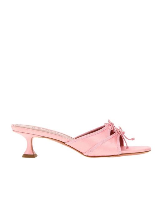 AMINA MUADDI Pink Round-Toe High-Heeled Sandals