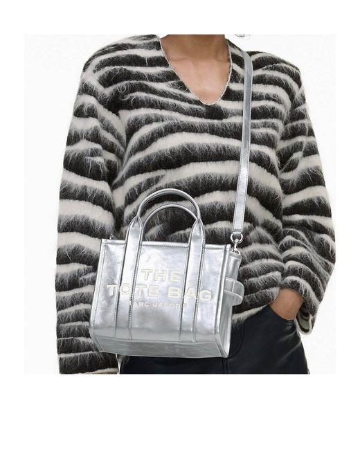 Marc Jacobs Gray The Metallic Small Tote Bag