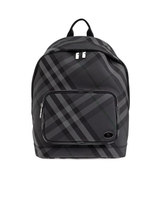 Burberry Black Grid Check Backpack for men
