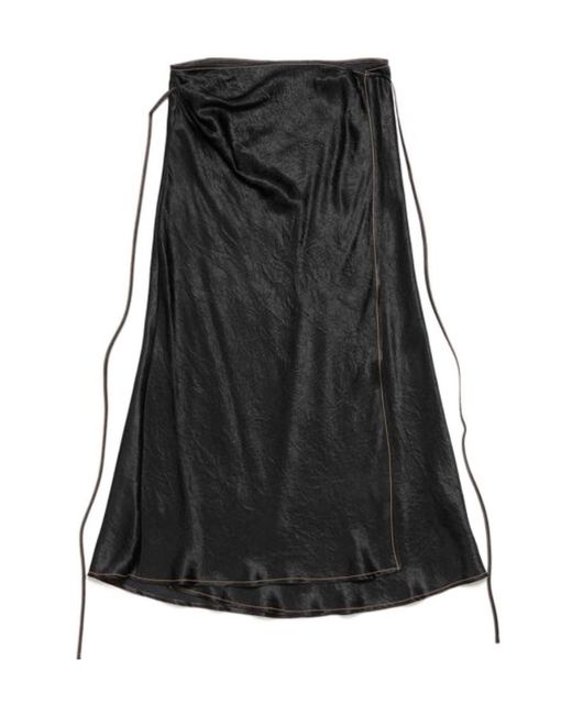 Acne Black Satin Wrap Skirt