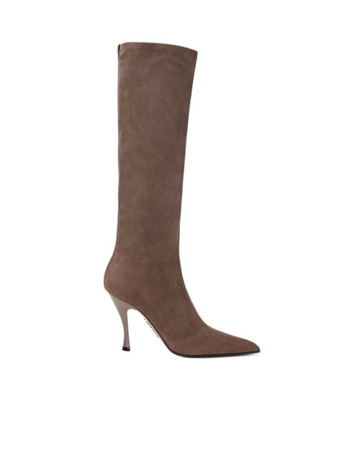 Loewe Brown New Comic Two-Tone Knee-High Boots