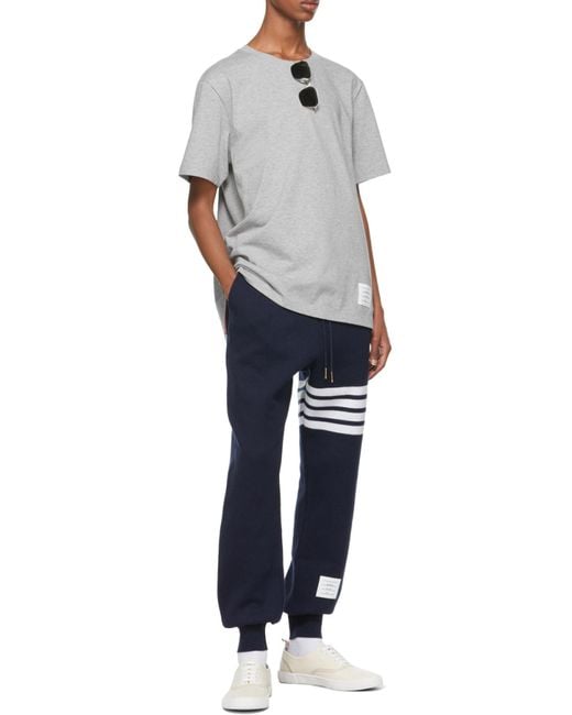 Thom Browne Gray Logo Patch Crewneck T-Shirt for men