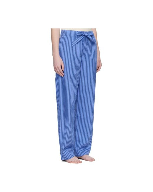 Tekla Blue Striped Drawstring Pajama Pants for men