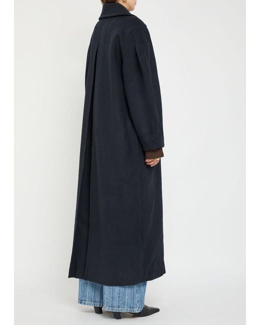 Ganni Blue Double-Breasted Coat