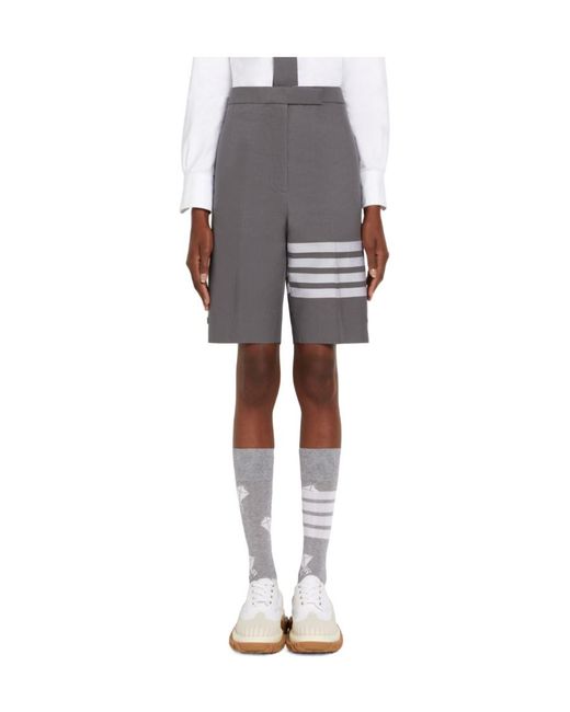Thom Browne Gray 4-Bar Stripe Tailored Shorts