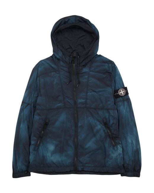 Stone Island Blue Zip-Up Drawstring Jacket for men