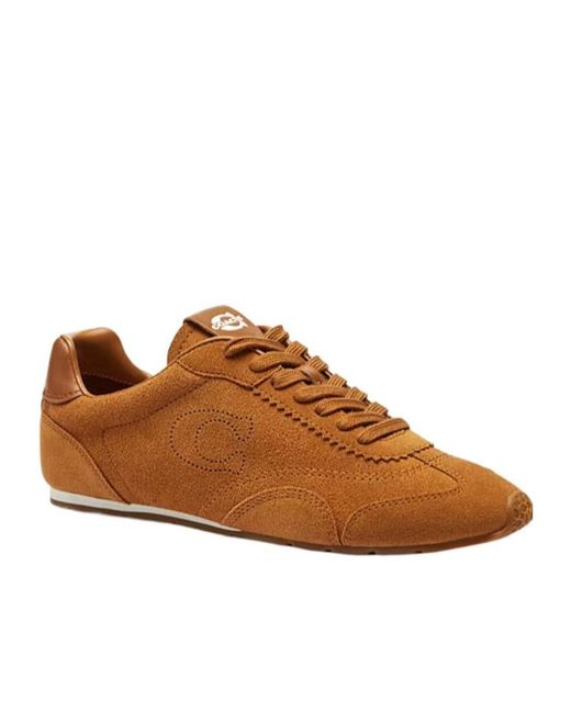 COACH Brown Lace-Up Suede Sneakers